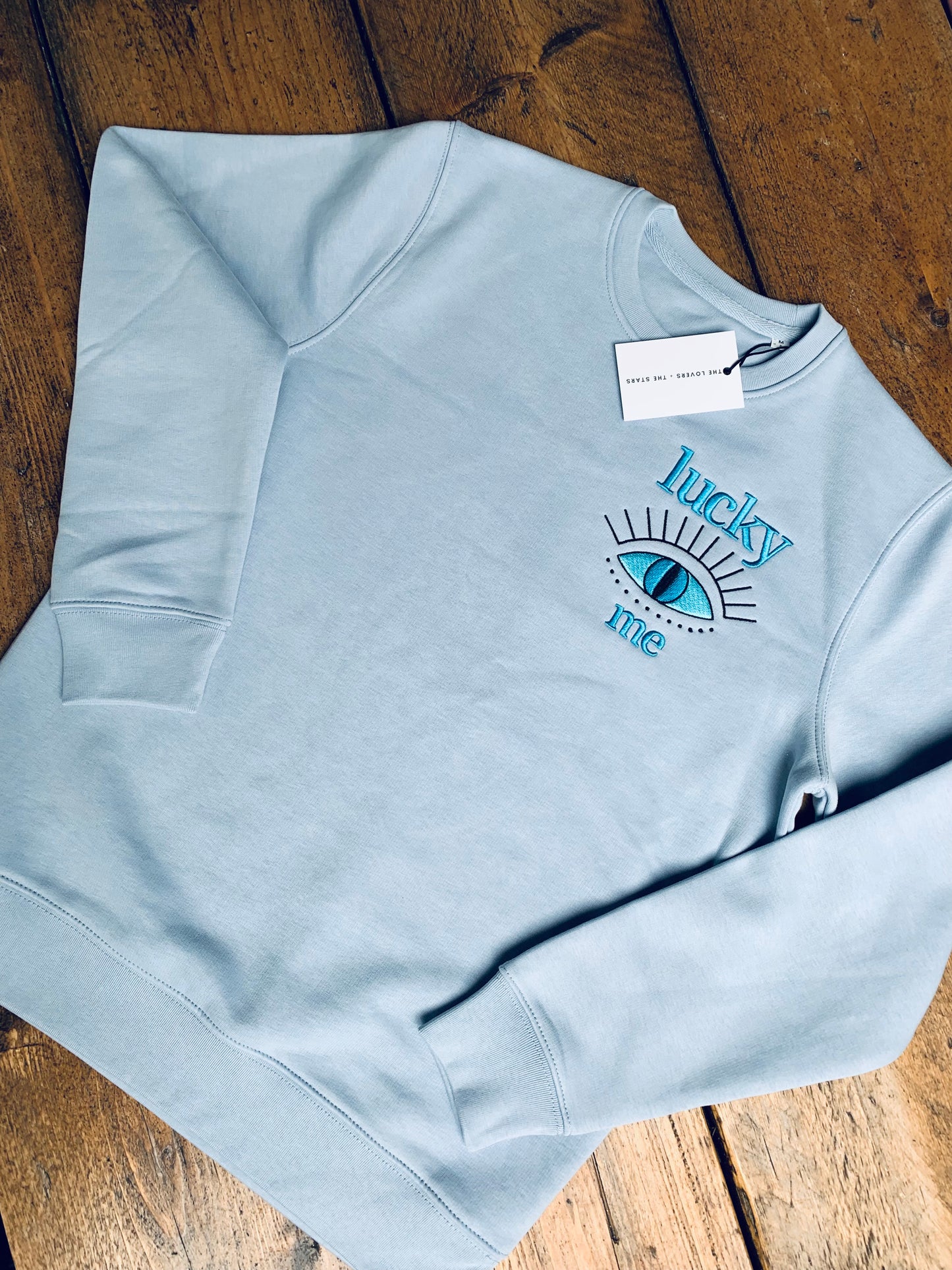 LUCKY ME. Organic Sweatshirt - Powder Blue