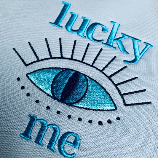 LUCKY ME. Organic Sweatshirt - Powder Blue