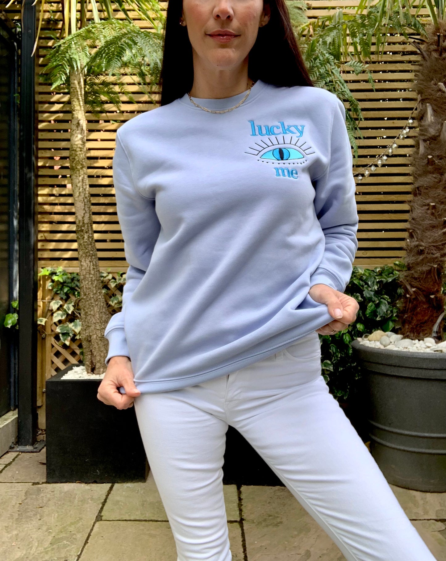 LUCKY ME. Organic Sweatshirt - Powder Blue