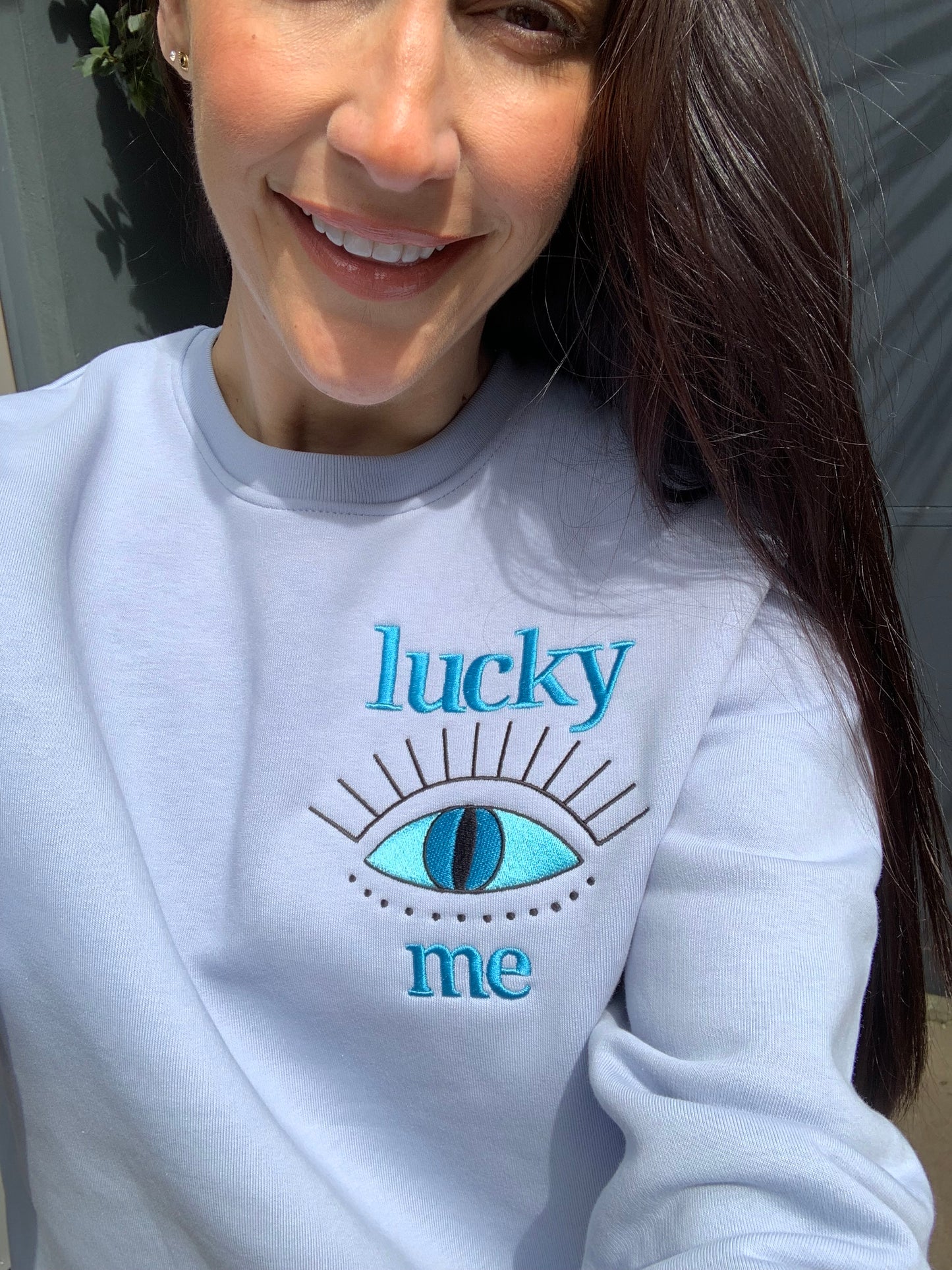 LUCKY ME. Organic Sweatshirt - Powder Blue