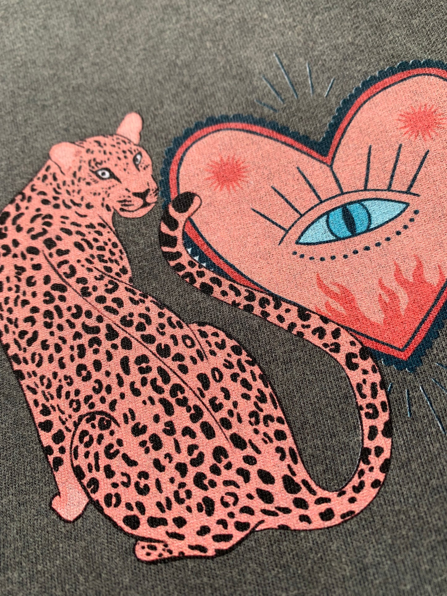 HEART'S GUARDIAN. Stonewash Grey, short sleeved teeshirt