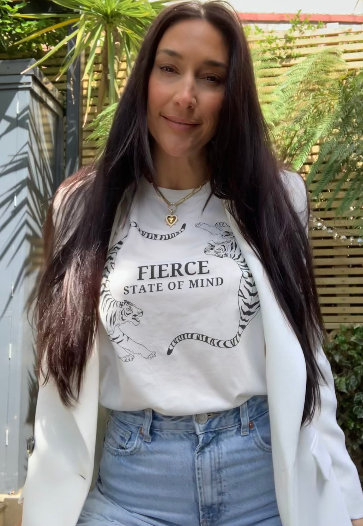 FIERCE STATE OF MIND. Off-white short sleeved teeshirt
