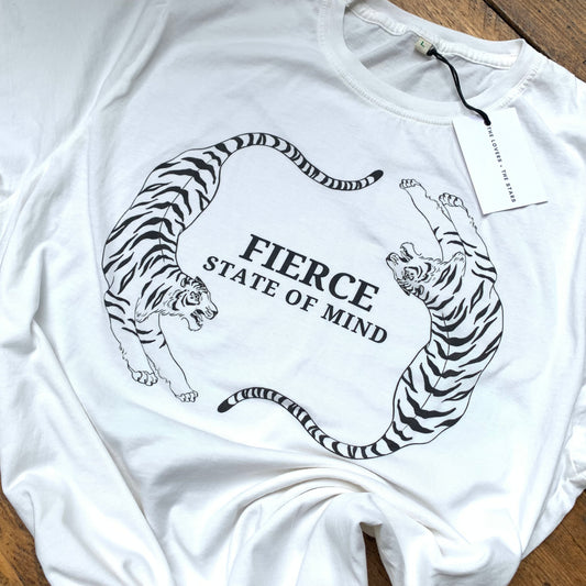 FIERCE STATE OF MIND. Off-white short sleeved teeshirt